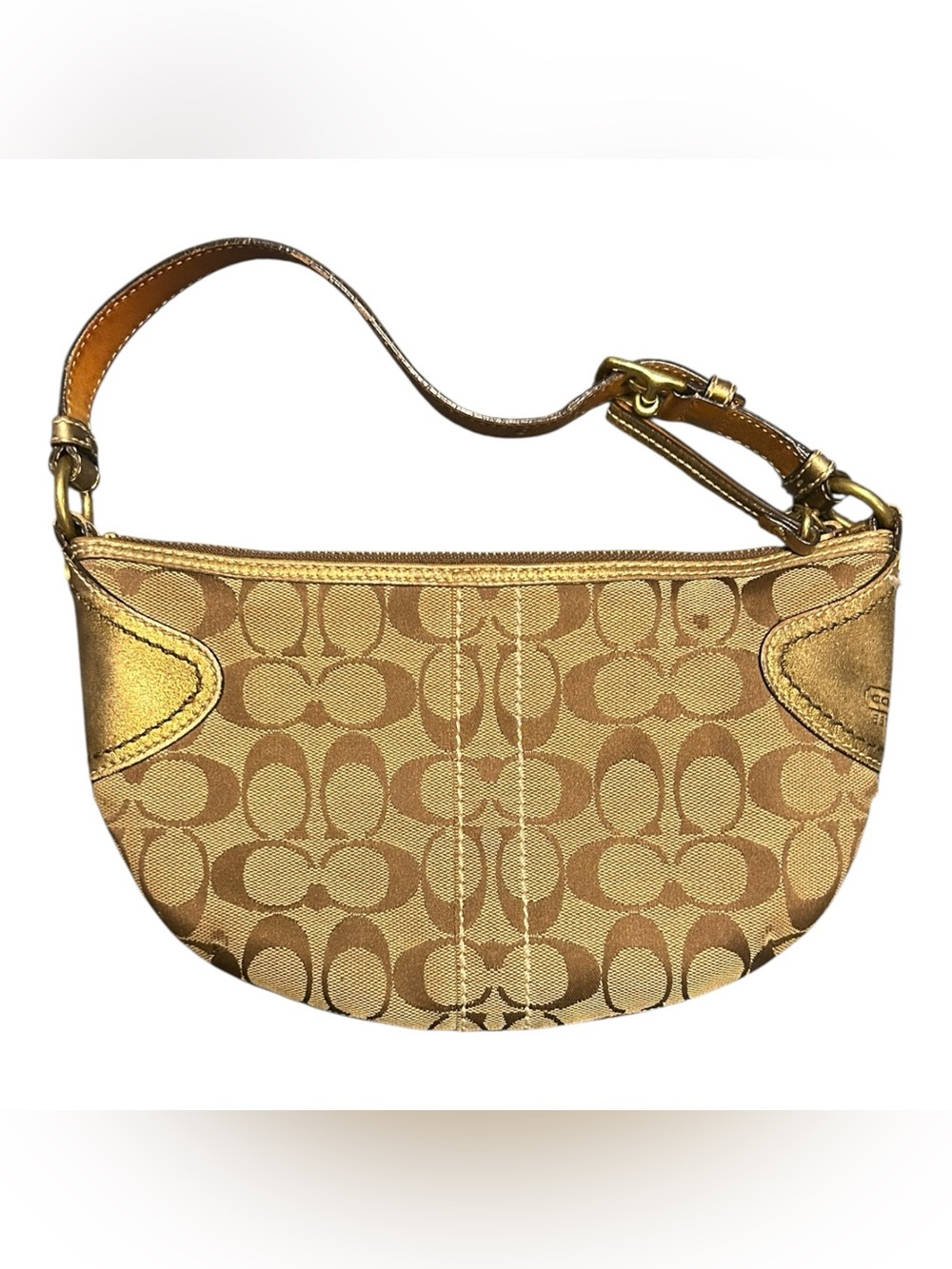 Coach Y2K Vintage Brown And Bronze Jacquard Small Hobo Shoulder Bag 1480
